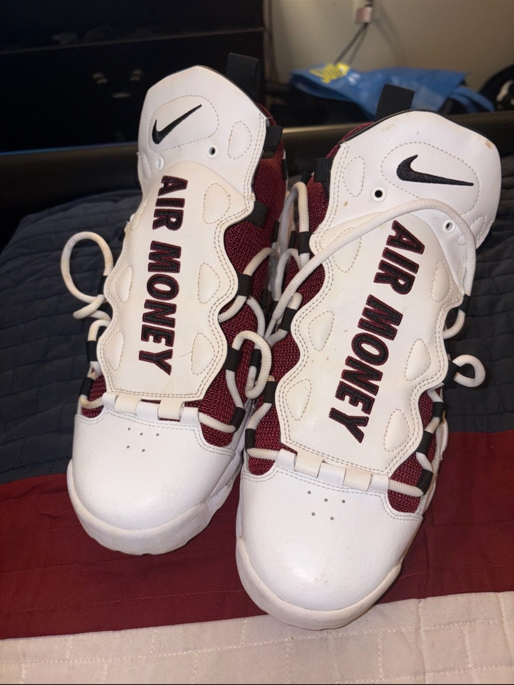 Nike Air Money White and Burgundy Athletic Shoes